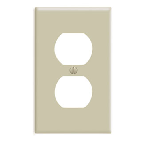 Leviton 86003 1-Gang Duplex Device Receptacle Wallplate, Standard Size, Thermoset, Device Mount - Ivory