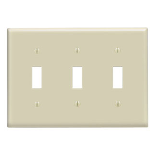 Leviton 86011 3-Gang Toggle Device Switch Wallplate, Standard Size, Thermoset, Device Mount - Ivory