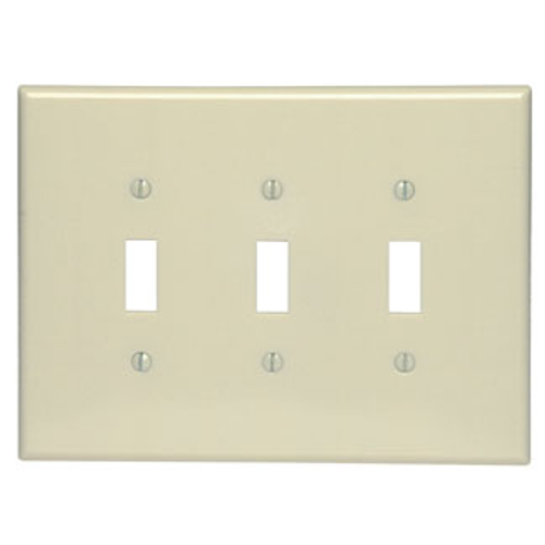 Leviton 86111 3-Gang Toggle Device Switch Wallplate, Oversized, Thermoset, Device Mount - Ivory