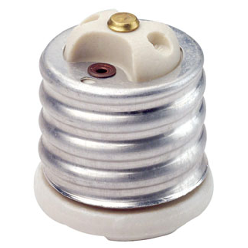 Leviton 8681 Mogul-Medium Base, One-Piece, Adapters and Extensions, Incandescent, Glazed Porcelain Lampholder, , To Be Used in Porcelain Sockets Only - White