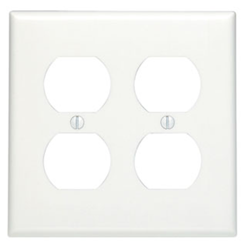 Leviton 88016 2-Gang Duplex Device Receptacle Wallplate, Standard Size, Thermoset, Device Mount - White