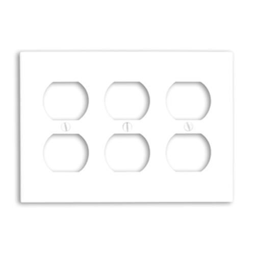 Leviton 88030 3-Gang Duplex Device Receptacle Wallplate, Standard Size, Thermoset, Device Mount - White