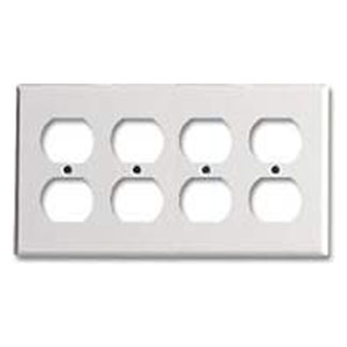 Leviton 88041 4-Gang Duplex Device Receptacle Wallplate, Standard Size, Thermoset, Device Mount - White