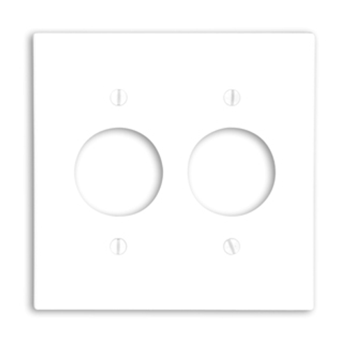 Leviton 88052 2-Gang Single 1.406 Inch Hole Device Receptacle Wallplate, Standard Size, Thermoset, Device Mount - White