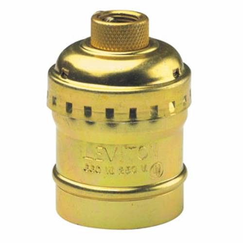 Leviton 9347-BR Discontinued Product. Medium Base Complete, Brass Shell Incandescent Lampholder, Keyless, Single Circuit, 1/8 IPS Tapped Bushing w/Set Screw, - Brass