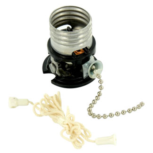 Leviton 9814-M Discontinued Product. Medium Base Interior Only, Shell Incandescent Lampholder, Pull Chain, Single Circuit, -
