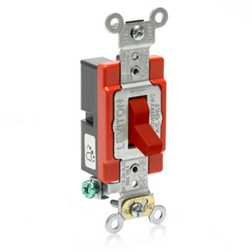 Leviton A1221-2R Antimicrobial Treated Toggle Switch, Red