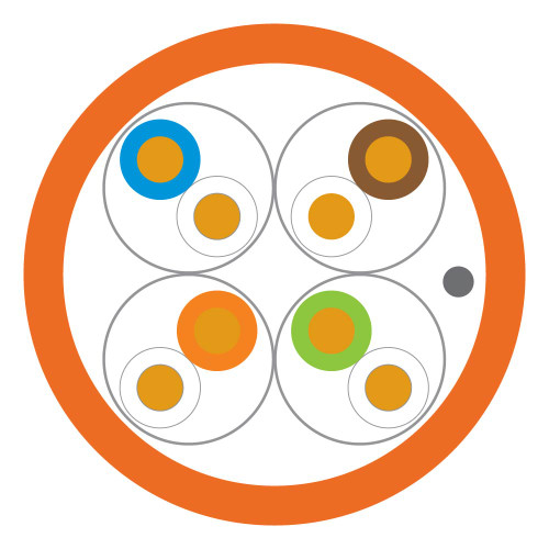 Leviton AC6-DCZ-B2CA-500OR Cat 6A Zone U/FTP Cable, LSHF/LSZH, EuroClass B2ca, Orange, 1640 ft (500 m), Reel