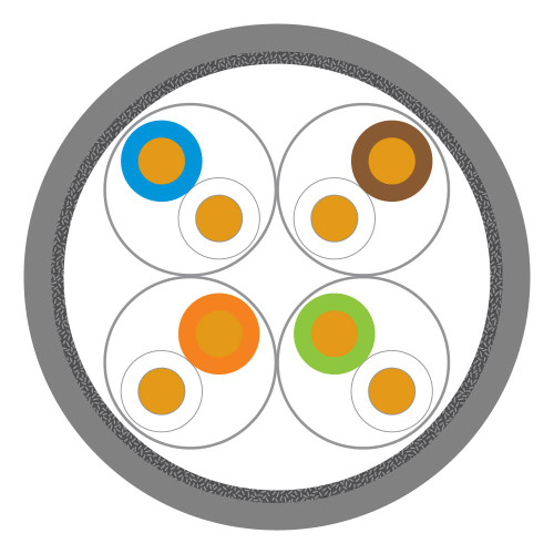 Leviton AC6S-FTP-HF1-ECA-500GY Cat 6A 23 AWG F/FTP Cable, LSHF/LSZH, EuroClass Eca, Gray, 1640 ft (500 m), Reel