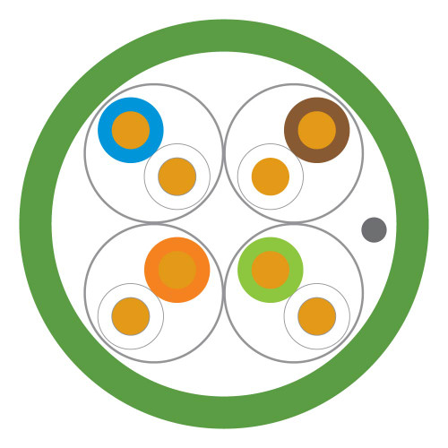 Leviton AC6U-FTP-CCA-500GN Cat 6A 23 AWG U/FTP Cable, LSHF/LSZH, EuroClass Cca, Green, 1640 ft (500 m), Reel Leviton AC6U-FTP-CCA-500GN Cat 6A 23 AWG U/FTP Cable, LSHF/LSZH, EuroClass Cca, Green, 1640 ft (500 m), Reel