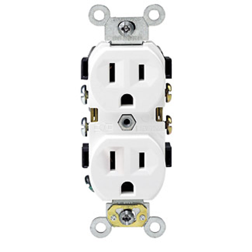 Leviton BR15-W Duplex Receptacle, 15 Amp, 125 Volt