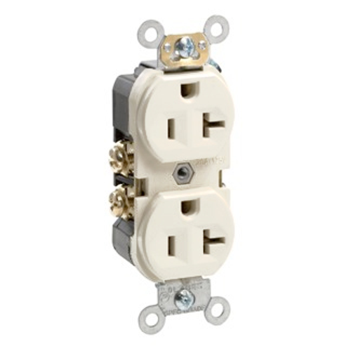 Leviton BR20-T Duplex Receptacle, 20 Amp, 125 Volt