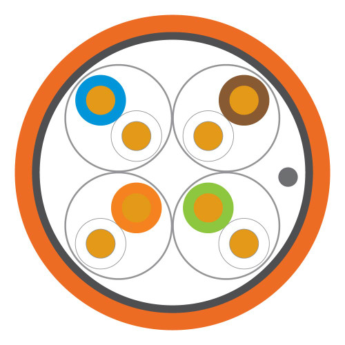 Leviton C6F-FTP-B2CA-1000OR Cat 6 23 AWG F/FTP Cable, LSHF/LSZH, EuroClass B2ca, Orange, 3280 ft (1000 m), Reel