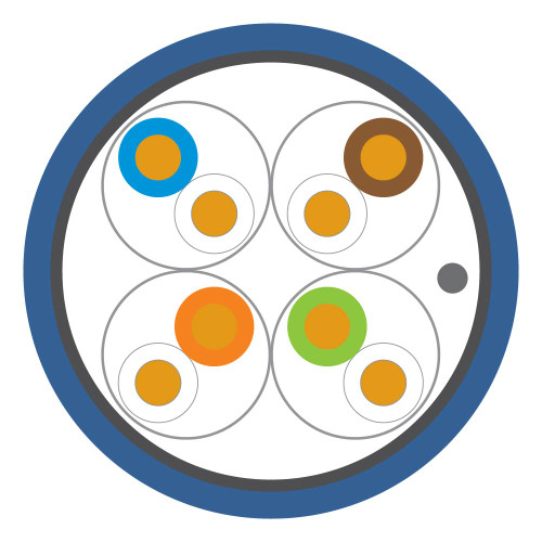 Leviton C6F-FTP-DCA-500BU Cat 6 23 AWG F/FTP Cable, LSHF/LSZH, EuroClass Dca, Blue, 1640 ft (500 m), Reel