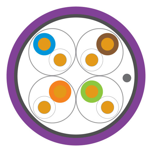 Leviton C6F-FTP-HF1-ECA-500VT Cat 6 23 AWG F/FTP Cable, LSHF/LSZH, EuroClass Eca, Violet, 1640 ft (500 m), Reel