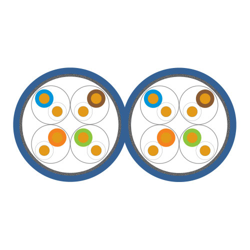 Leviton C6S-FTP-DCA-500BU Cat 6 23 AWG S/FTP Cable, LSHF/LSZH, EuroClass Dca, Blue, 1640 ft (500 m), Reel