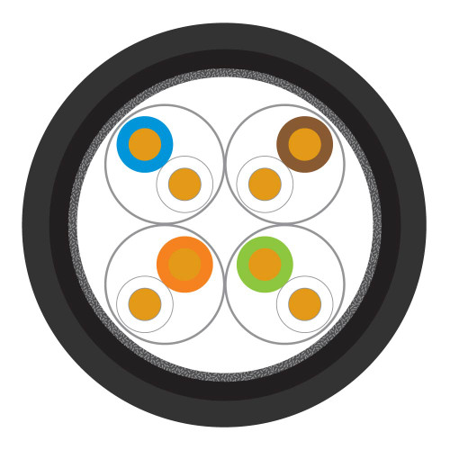 Leviton C6S-FTP-HF1-X-500BK Cat 6 23 AWG S/FTP External Cable, LSHF/LSZH, Black, 1640 ft (500 m), Reel