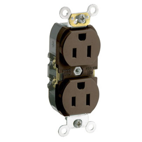 Leviton CR015 lex Receptacle Outlet, Commercial Specification Grade, Smooth Face, 15 Amp, 125 Volt, Side Wire, NEMA 5-15R, 2-Pole, 3-Wire, Self-Grounding - Brown