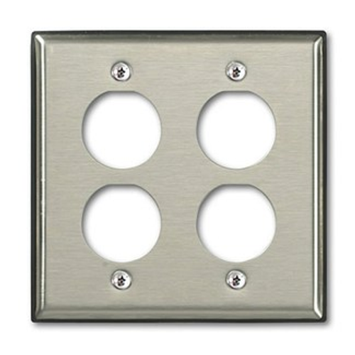 Leviton D6710-2S4 Dual-Gang Stainless Steel DuraPort Industrial Wallplate, 4-Port