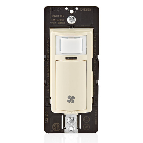 Leviton DHS05-1LT Decora In-Wall Humidity Sensor and Fan Control Switch, 1/4 HP, Residential Grade, Single Pole