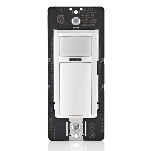 Leviton DOS15-1LZ Decora Occupancy Motion Sensor Light Switch, Auto-On, 15A, Residential Grade, Single Pole, Multi-Way or Multi-Sensor