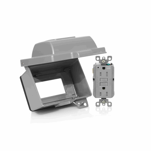 Leviton IUM1H-KRG Horizontal Weatherproof While-In-Use Cover GFCI Receptacle Kit