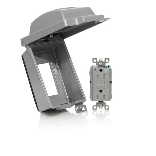 Leviton IUM1V-KRG Vertical Weatherproof While-In-Use Cover GFCI Receptacle Kit