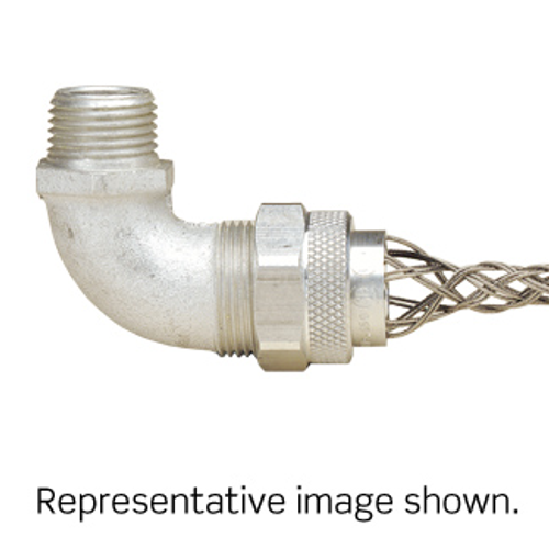 Leviton L7761 1/2 Inch, 90-Degree, Male, Aluminum Body, Deluxe Cord Sealing Strain-Relief, .187 - .250 Cord Range