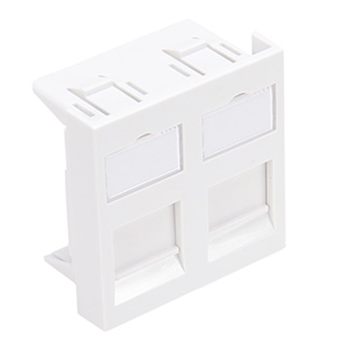 Leviton LI145-2W2 French-Style Wallplate Insert, 45mm x 45mm, Flat, 2-Port, White