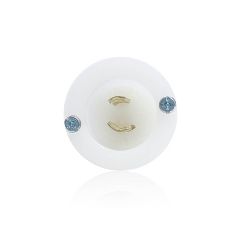 Leviton ML1-PB Mini Flanged Inlet Locking Receptacle, 15 Amp, 125 Volt, Industrial Grade, White