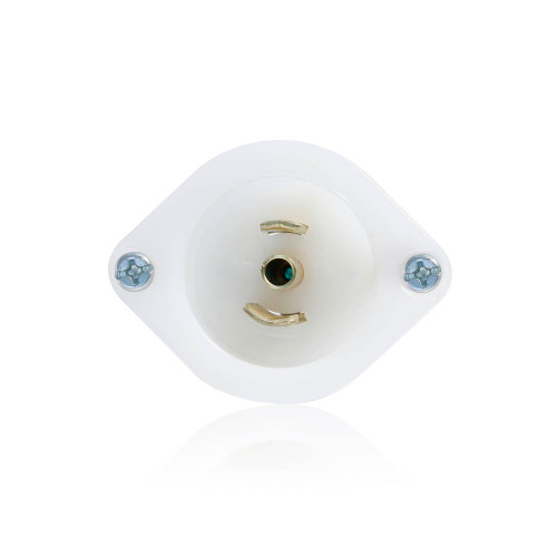 Leviton ML2-PB Mini Flanged Inlet Locking Receptacle, 15 Amp, 125 Volt, Industrial Grade, White
