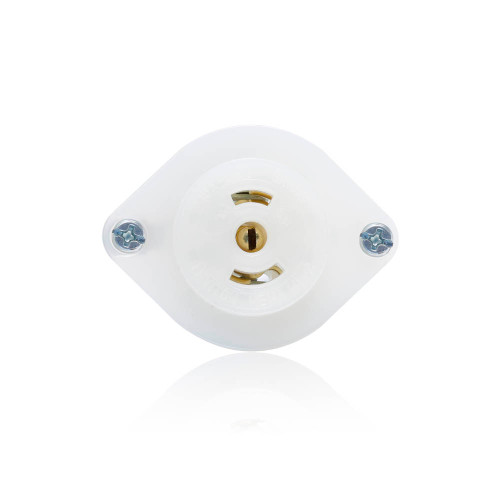 Leviton ML2-PER Mini Flanged Outlet Locking Receptacle, 15 Amp, 125 Volt, Industrial Grade, White