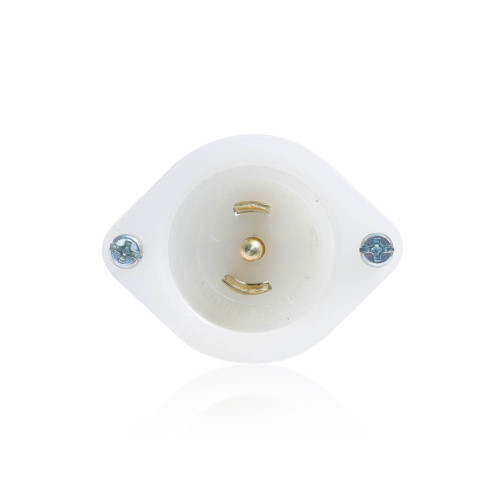 Leviton ML3-PB Mini Flanged Inlet Locking Receptacle, 15 Amp, 125/250 Volt, Industrial Grade, White