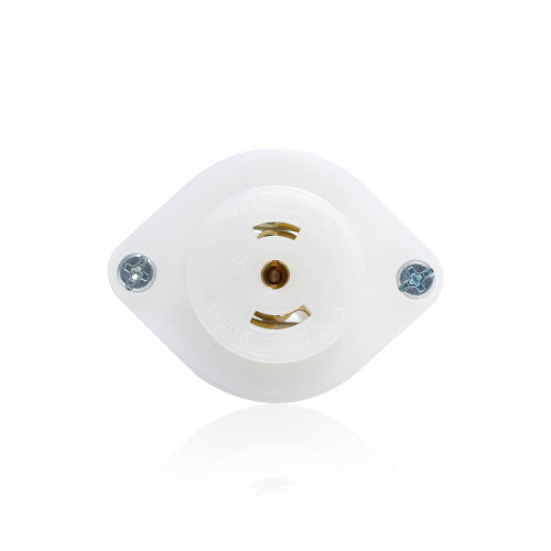 Leviton ML3-PER Mini Flanged Outlet Locking Receptacle, 15 Amp, 125/250 Volt, Industrial Grade, White