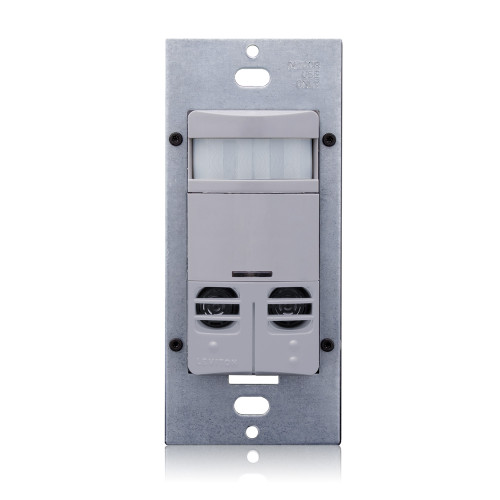 Leviton OSSMD-GAG Occupancy Sensor, Multi-Technology (PIR Sensor / Ultrasonic Sensor), Wall Switch, Dual Relay, 2400SF, 120-277V, No Neutral, Grey, Made in USA, Decora¨