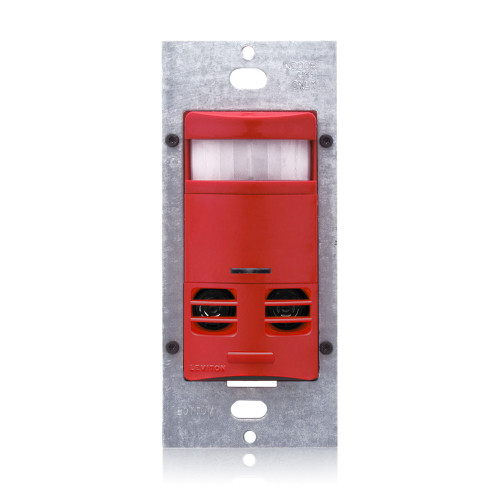 Leviton OSSMT-MDR Occupancy Sensor, Multi-Technology (PIR Sensor / Ultrasonic Sensor), Wall Switch, 2400SF, 120-277V, Red, Self-Adaptive, Decora¨