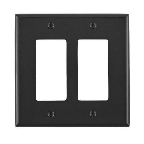 Leviton PJ262-E 2-Gang Decora/GFCI Device Decora Wallplate/Faceplate, Midway Size, Thermoplastic Nylon, Device Mount, - Black