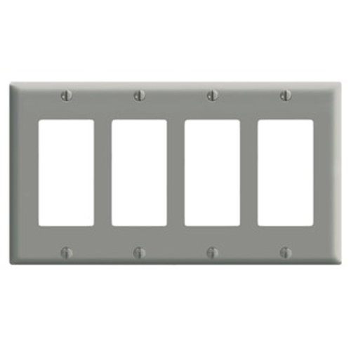 Leviton PJ264-GY 4-Gang Decora Midway Wallplate