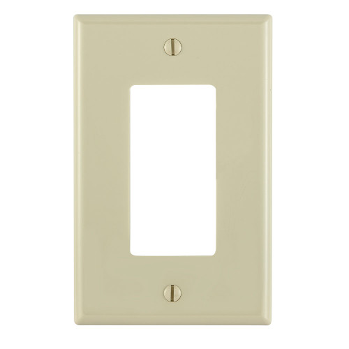 Leviton PJ26-I 1-Gang Decora/GFCI Device Decora Wallplate, Midway Size, Thermoplastic Nylon, Device Mount, - Ivory