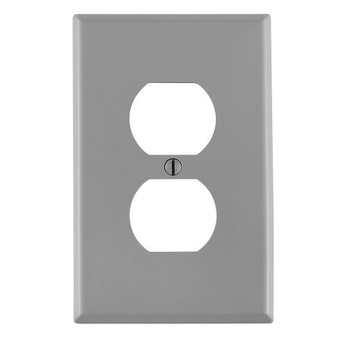 Leviton PJ8-GY 1-Gang Duplex Device Receptacle Wallplate, Midway Size, Thermoplastic Nylon, Device Mount, - Gray