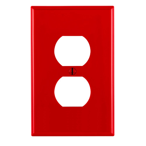 Leviton PJ8-R 1-Gang Duplex Device Receptacle Wallplate, Midway Size, Thermoplastic Nylon, Device Mount, - Red