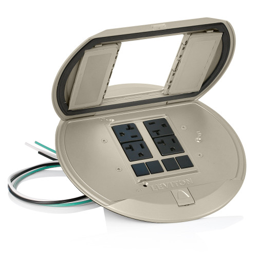 Leviton PT544-2N Poke-Through Pre-Wired Cover, Nickel