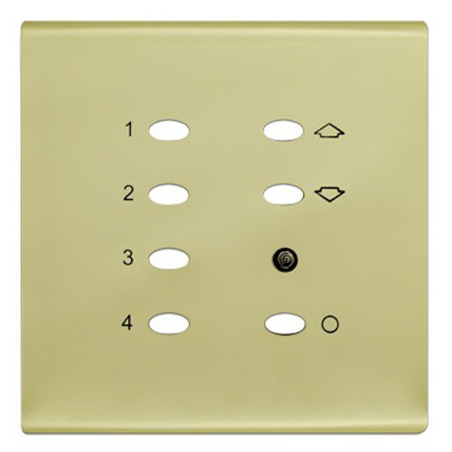 Leviton QTMDF-5P MBus Control Station Face Plate, 5 Scene, engraved for dimming. Color: Polished Brass