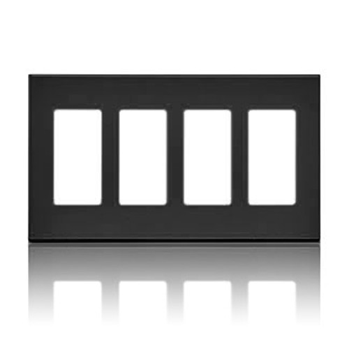 Leviton RDGSW-M4E Wall Plate for GreenMAX¨ Keypad Light Switch, 4 Gang, Engraved, Black
