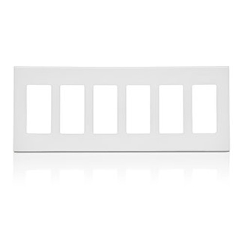 Leviton RDGSW-M6W Wall Plate for GreenMAX¨ Keypad Light Switch, 6 Gang, Engraved, White