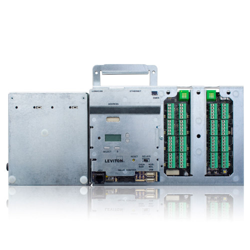 Leviton RPM08-308 GreenMAX¨ Main Command Module for Relay Panel with 8-port low voltage input card, 100-277VAC, 50/60Hz, LumaCAN 3