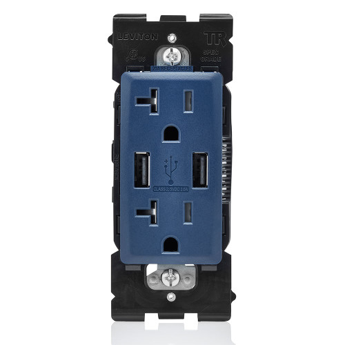 Leviton RUAA2-RN Renu 3.6A USB Type-A/Type-A Wall Outlet Charger with 20A Tamper-Resistant Receptacle