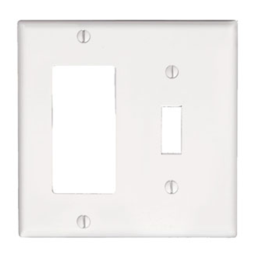 Leviton SJ126-40 2-Gang, 1-Toggle, 1-Decora Stainless Steel, Midway size Wallplate. Stainless Steel