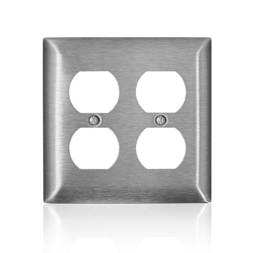 Leviton SS82-40 2-Gang Non-Magnetic Stainless Steel 2 Duplex Receptacle Wallplate, Standard Size C-Series