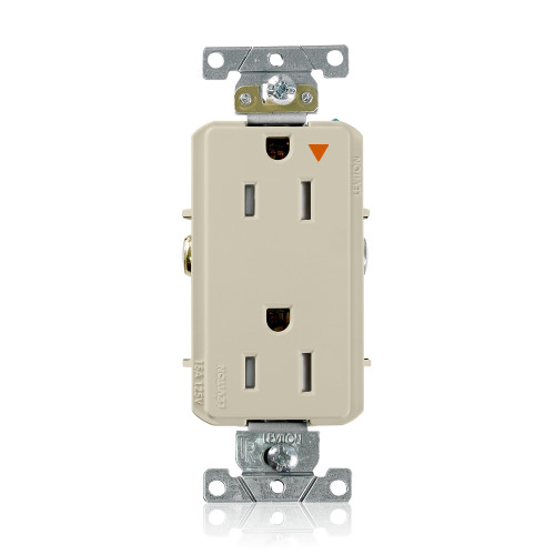 Leviton T1626-IGI Tamper-Resistant Isolated Ground Decora Plus Receptacle, 15 Amp, 125 Volt